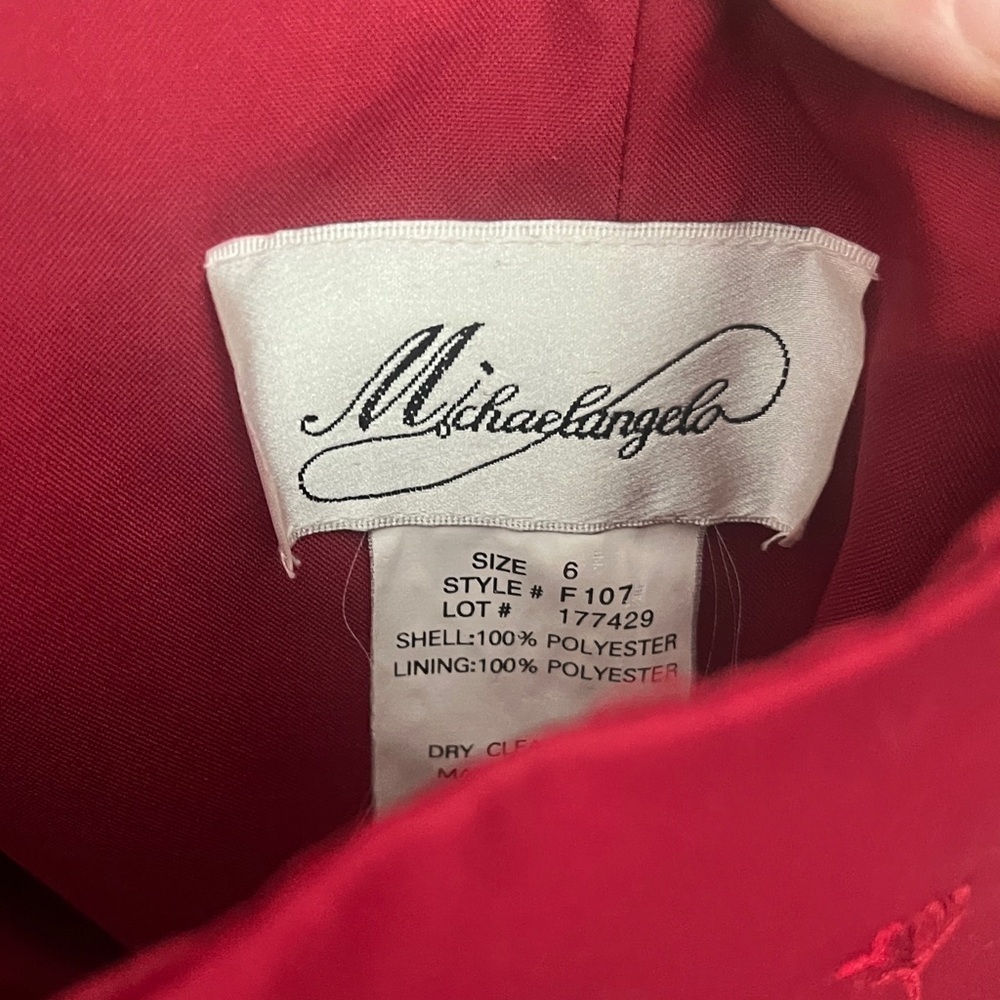 Michaelangelo Red Beaded embroidered halter full length gown prom, bridesmaid - Picture 10 of 12